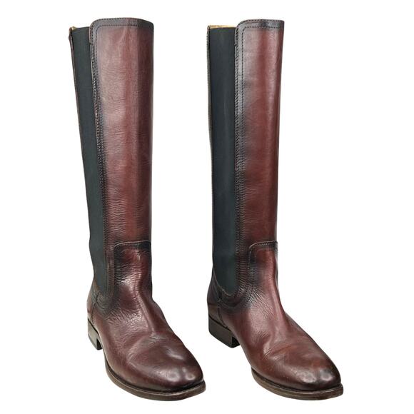 Frye Women’s Lindsay Gore Tall Brown Leather Riding Boots Size US 6 - Picture 5 of 12